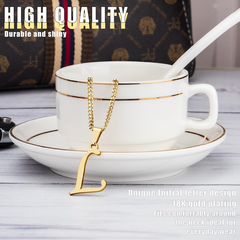 Suweibuke Initial Necklace for Men Women Boys Girls, 18K Gold Plated 26 Letters Pendant Necklace, Personalized Jewelry Gifts - Image 1
